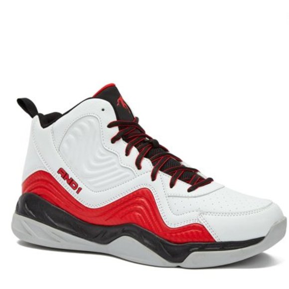 And1 Shoes | And1 Maverick High Top Lace-Up Non-Marking Basketball Sneakers White Red Black | Color: Red/White | Size: 10.5 | Ponnalar's Closet